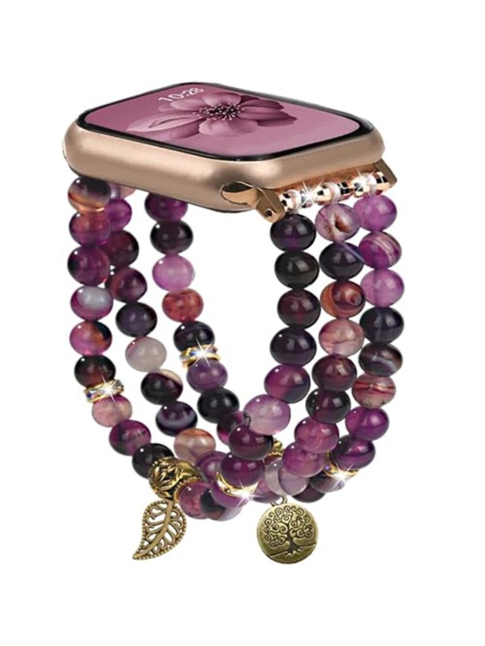 NEW Purple Natural Stone Beaded Apple Watch Band